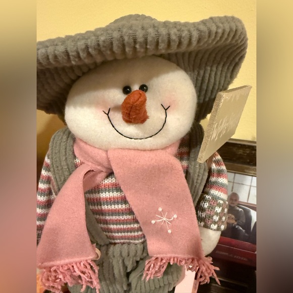 Snowman Plush Toy with Pink Scarf - Picture 2 of 8